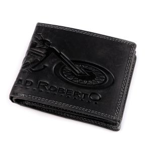 Pánská kožená motorkářská peněženka s RFID ochranou, 870349/26, černá-motorka, 9,5 x 15 x 3,5 cm
