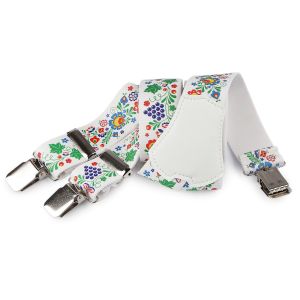 Šle pánské FOLKLOR ČERNÉ, délka 120cm, šíře 4cm, tvar Y, květinový vzor, 650363/04