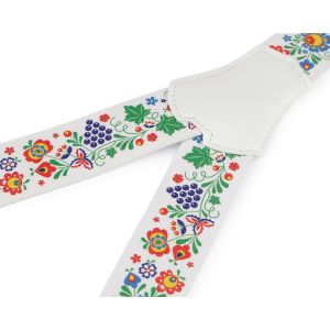 Šle pánské FOLKLOR ČERNÉ, délka 120cm, šíře 4cm, tvar Y, květinový vzor, 650363/04