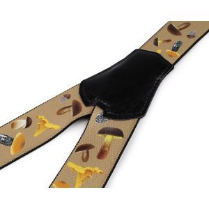 Šle pánské HOUBAŘSKÉ - HOUBY, délka 120cm, šíře 4cm, tvar Y, béžové, 650378/01
