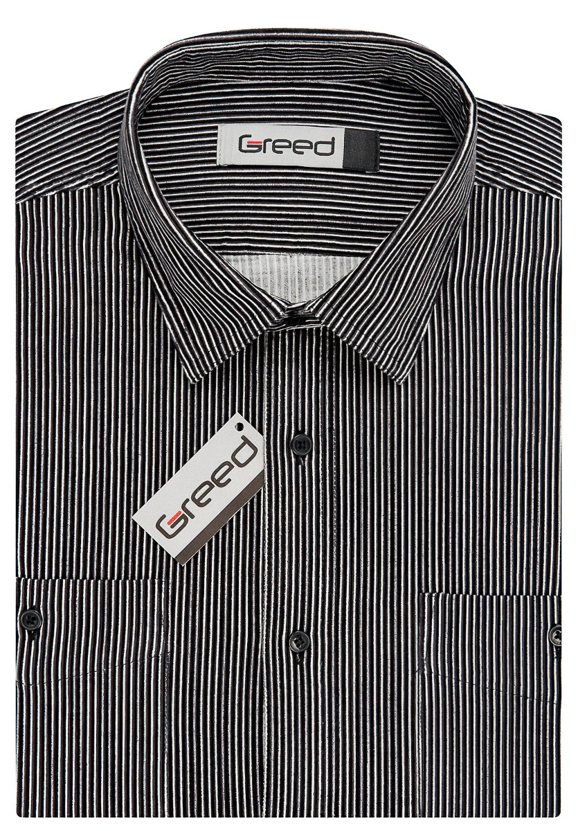 Pánská košile GREED manšestrová, tmavě šedá proužkovaná SDM351, dlouhý rukáv