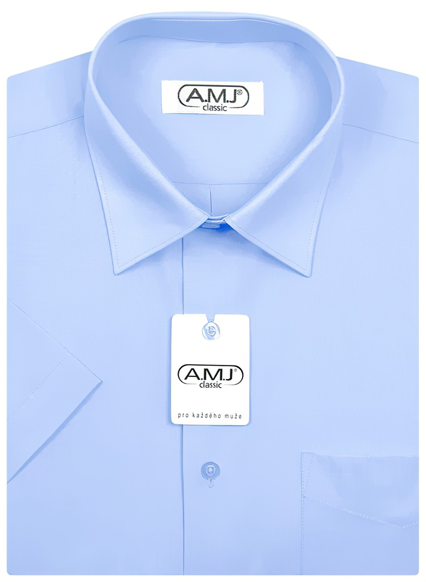 Pracovní modrá pánská košile PRO ŘIDIČE / DO UNIFORMY jednobarevná, krátký rukáv, regular-fit