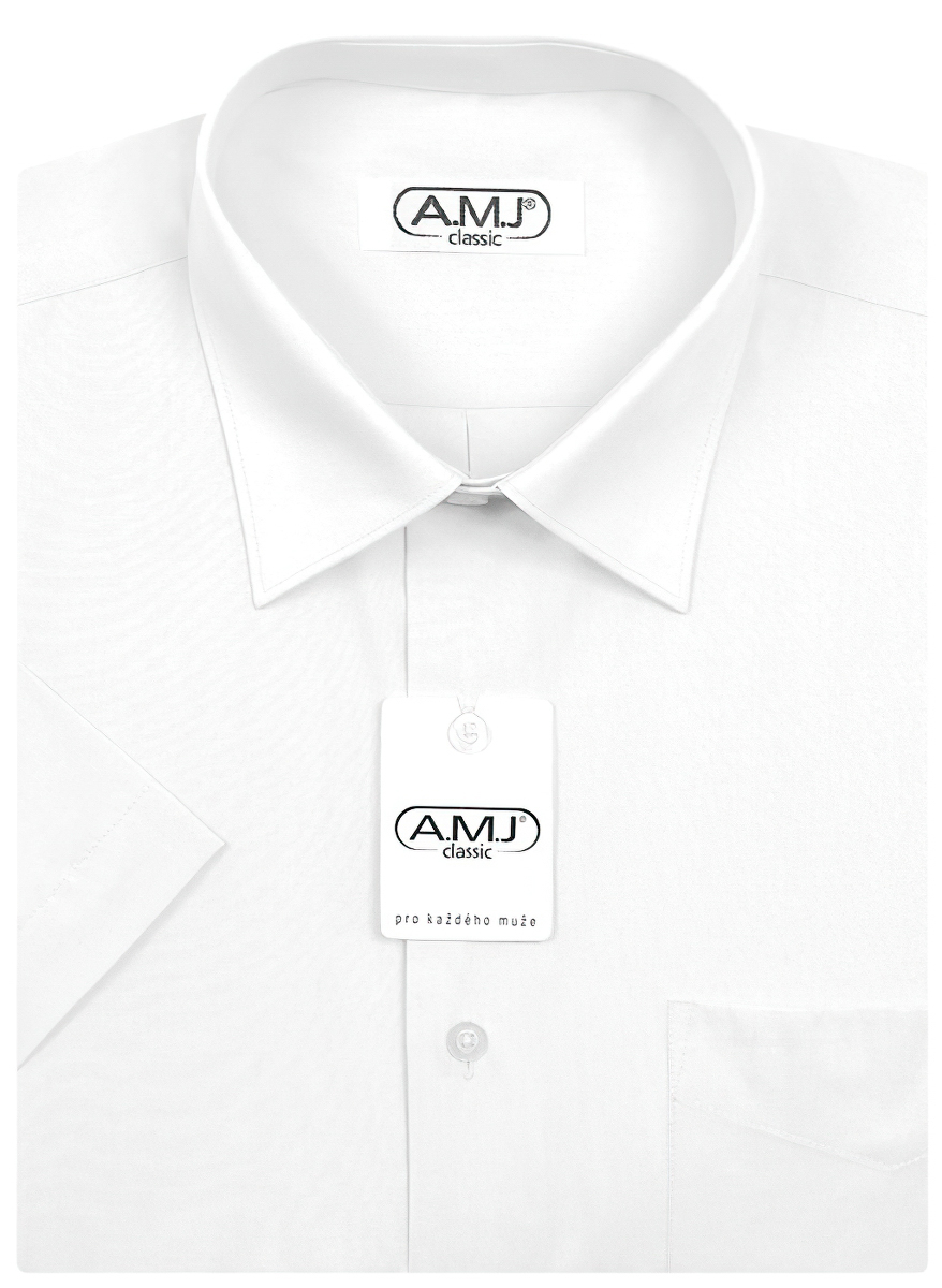 Pánská košile AMJ jednobarevná JK018, bílá, krátký rukáv