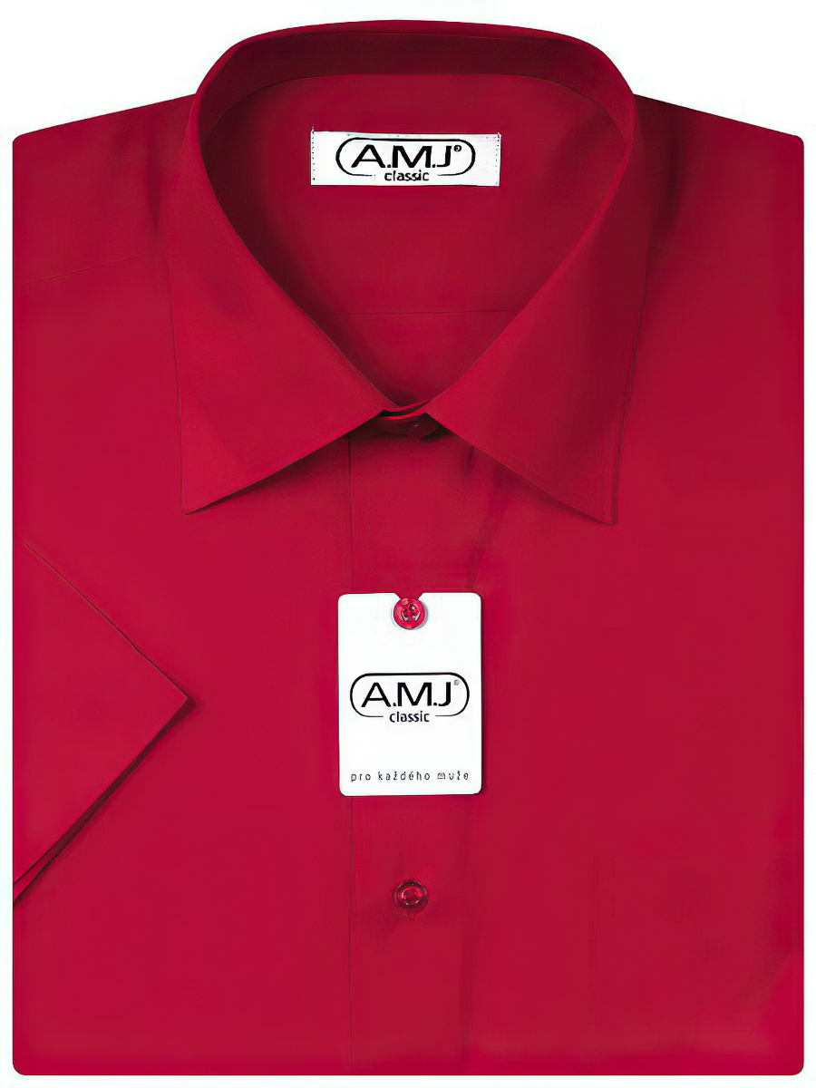 Pánská košile AMJ jednobarevná JK104, červená, krátký rukáv