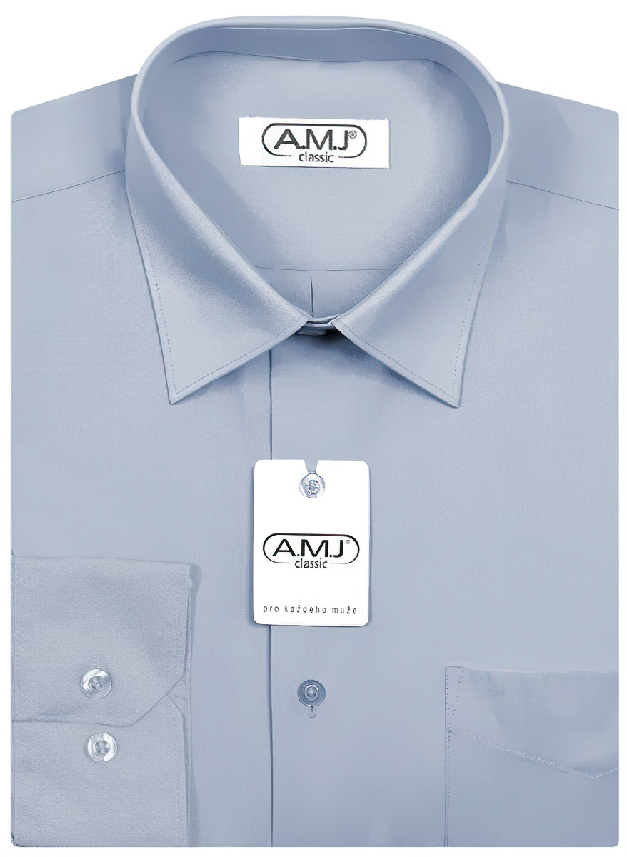 Pánská košile AMJ jednobarevná JD082, holubí šeď, dlouhý rukáv