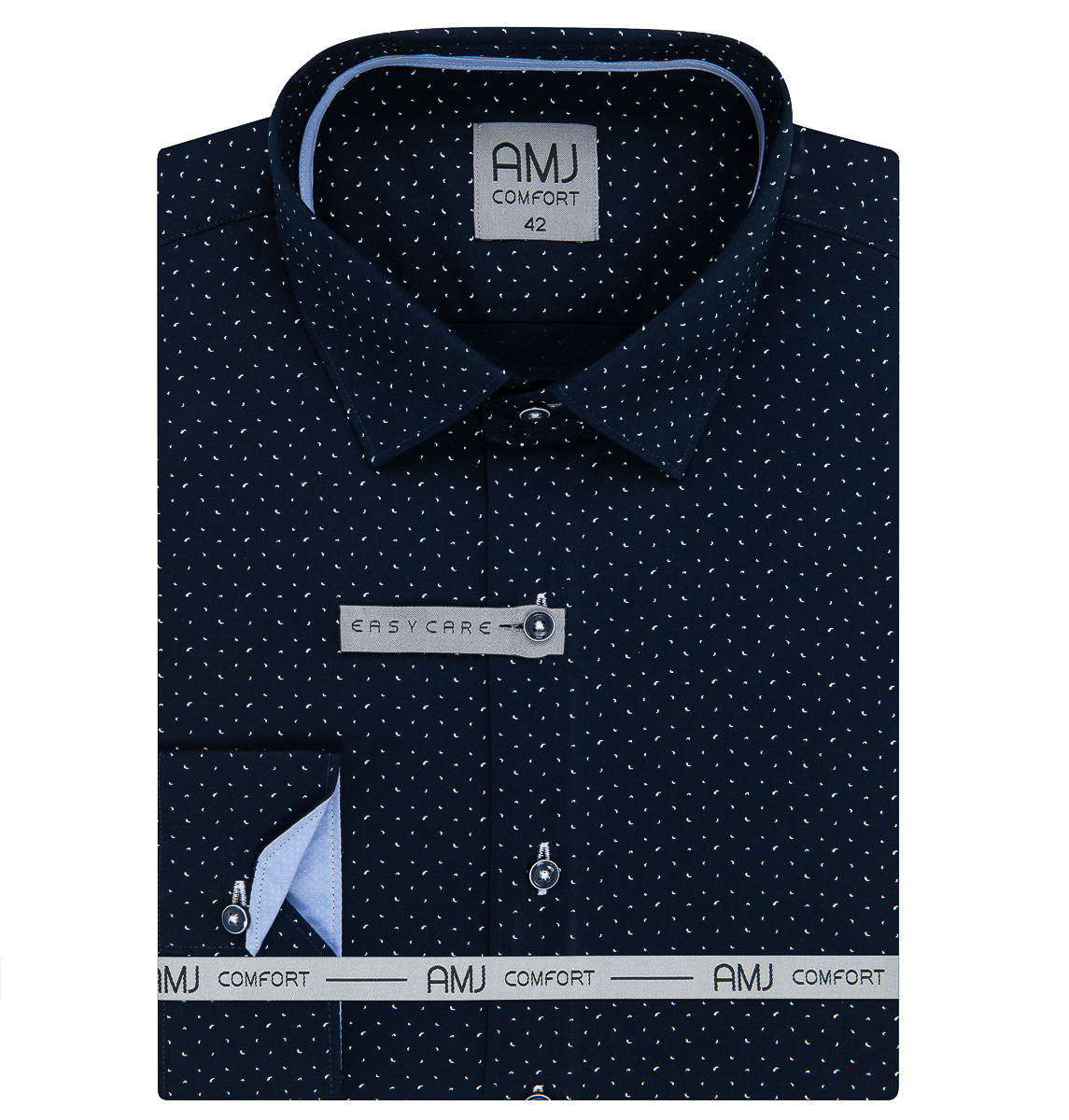 Pánská košile AMJ bavlněná, tmavě modrá čárkovaná VDBR1215, dlouhý rukáv (regular + slim-fit)