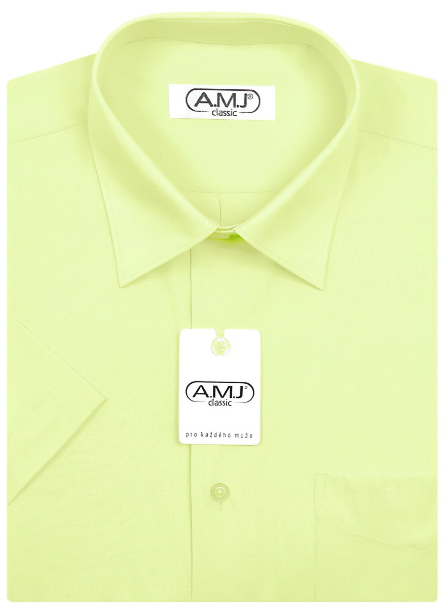 Pánská košile AMJ jednobarevná JK070, pistáciová, krátký rukáv