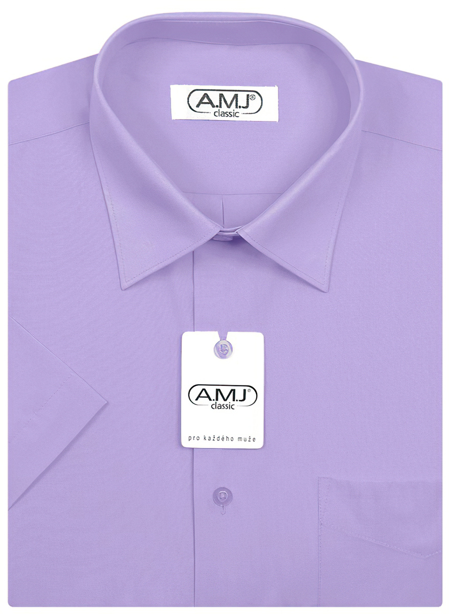 Pánská košile AMJ jednobarevná JK062, světle fialová, krátký rukáv