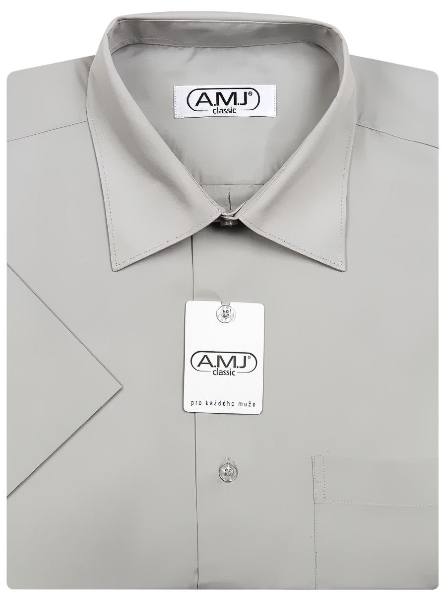 Pánská košile AMJ jednobarevná JK064, světle šedá, krátký rukáv