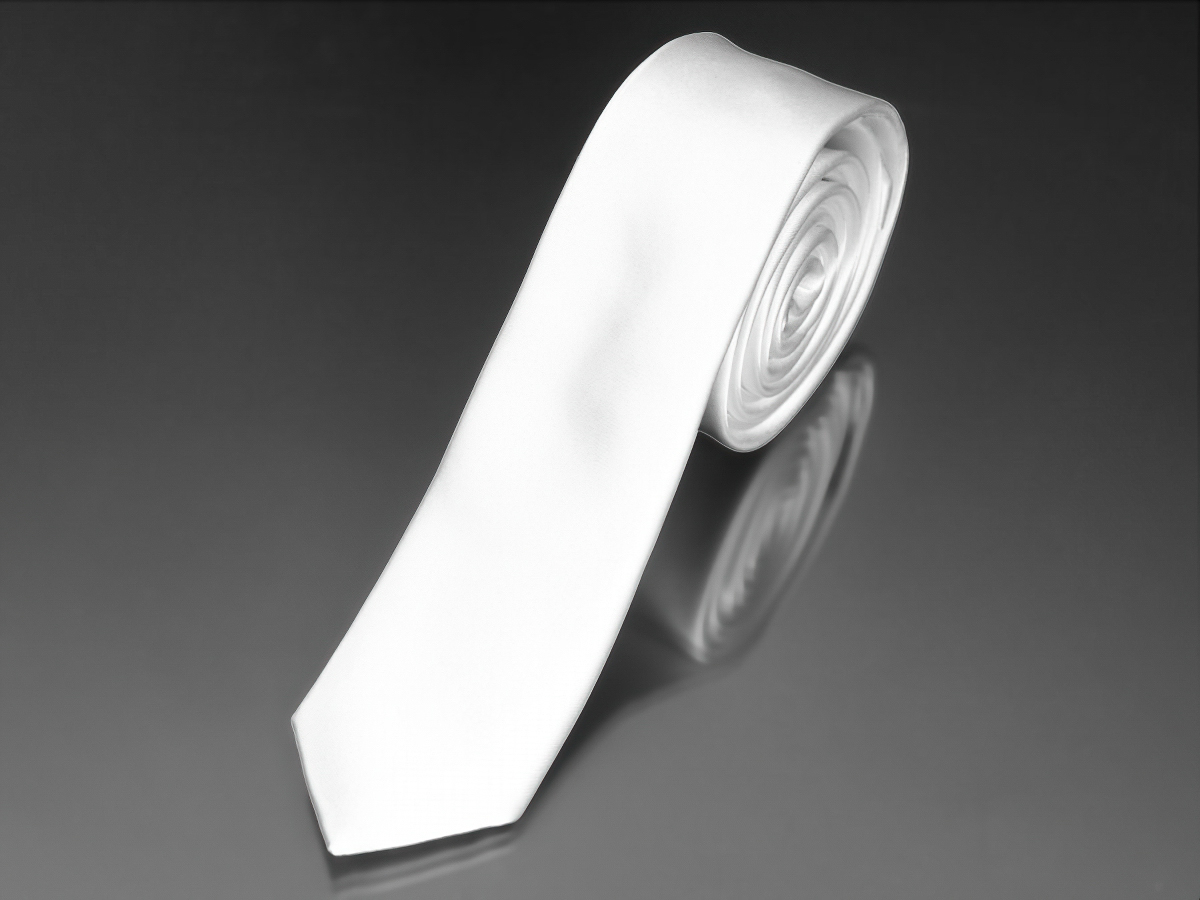 Kravata pánská AMJ úzká jednobarevná KI0001, bílá