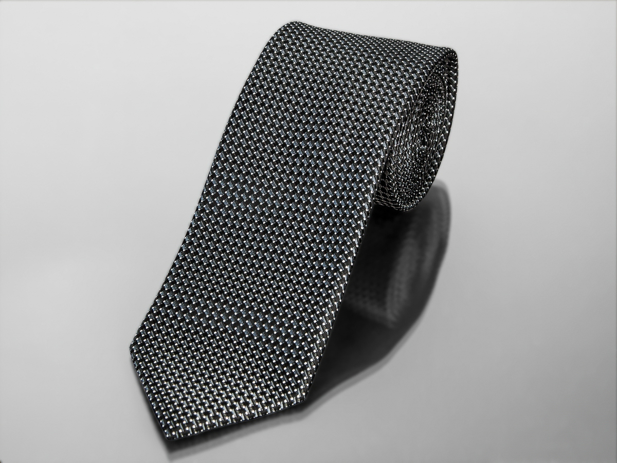 AMJ kravata pánská, kostičkový vzor KU0997, černá
