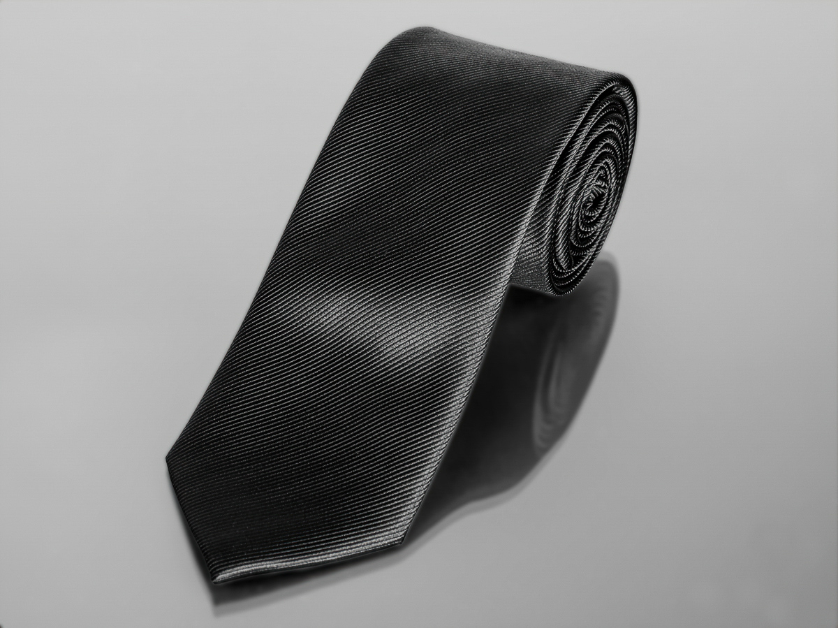 AMJ kravata pánská, šikmý proužkovaný vzor KU0027, černá