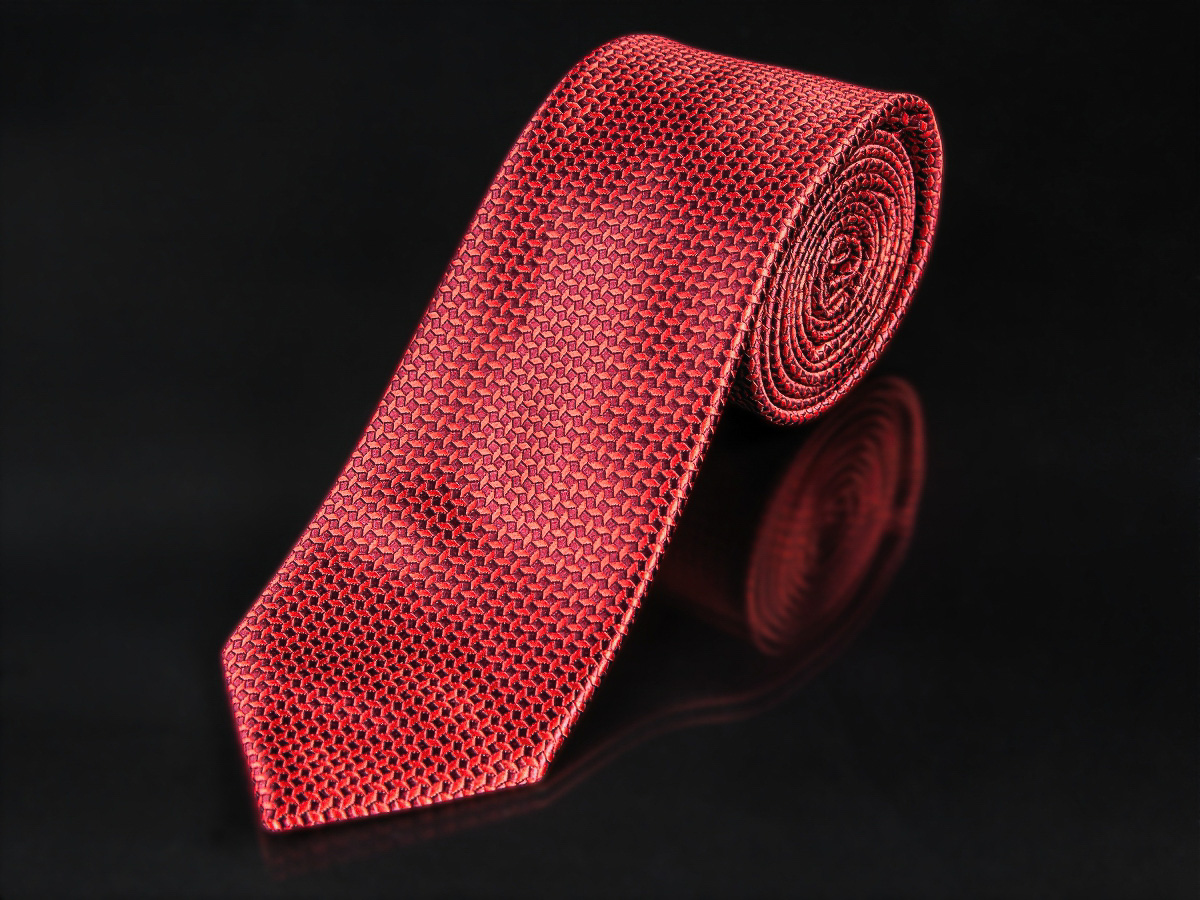 AMJ kravata pánská, geometrický vzor KU0998, červená