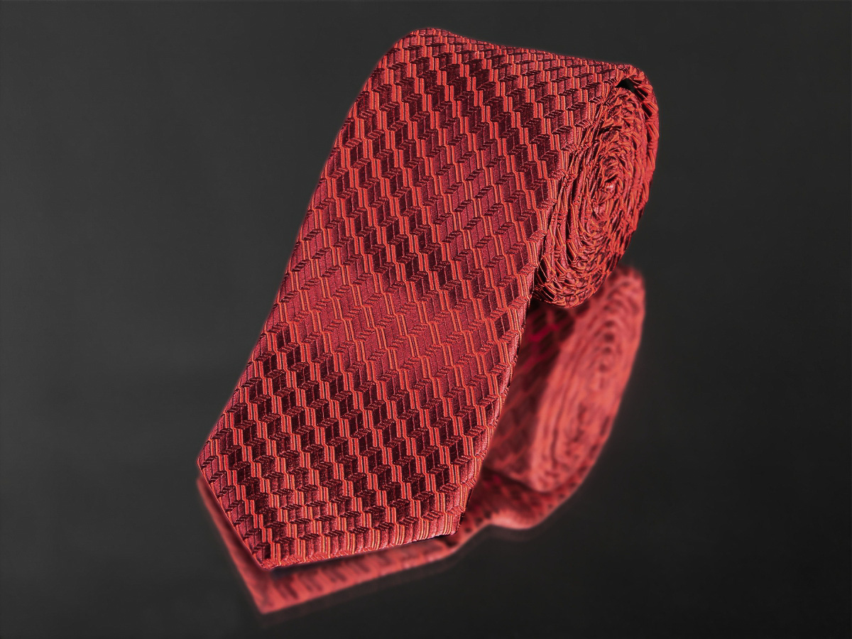 AMJ kravata pánská schodovitý vzor KU0962, červená