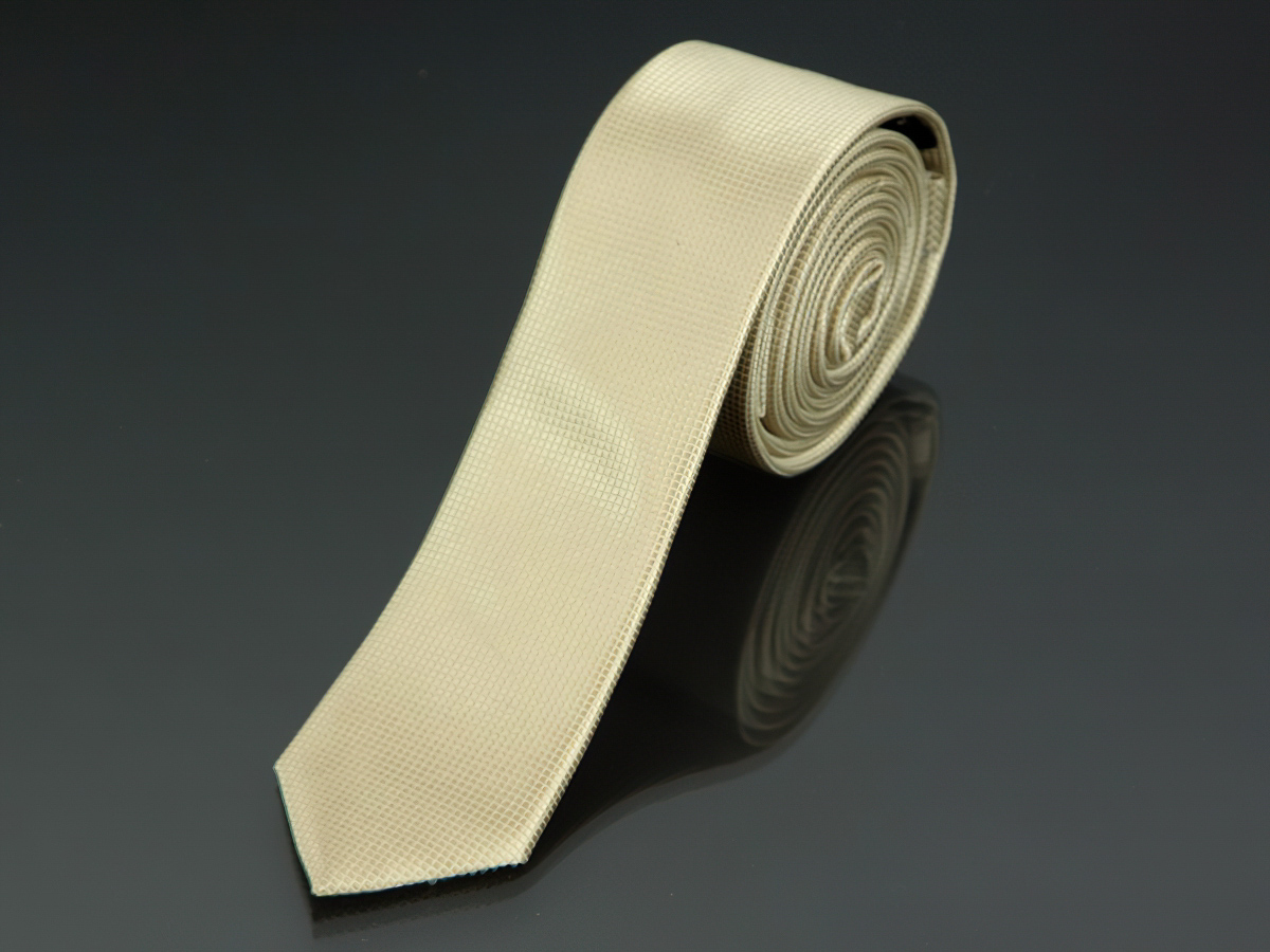 Kravata pánská AMJ úzká jednobarevná KI0014, béžová