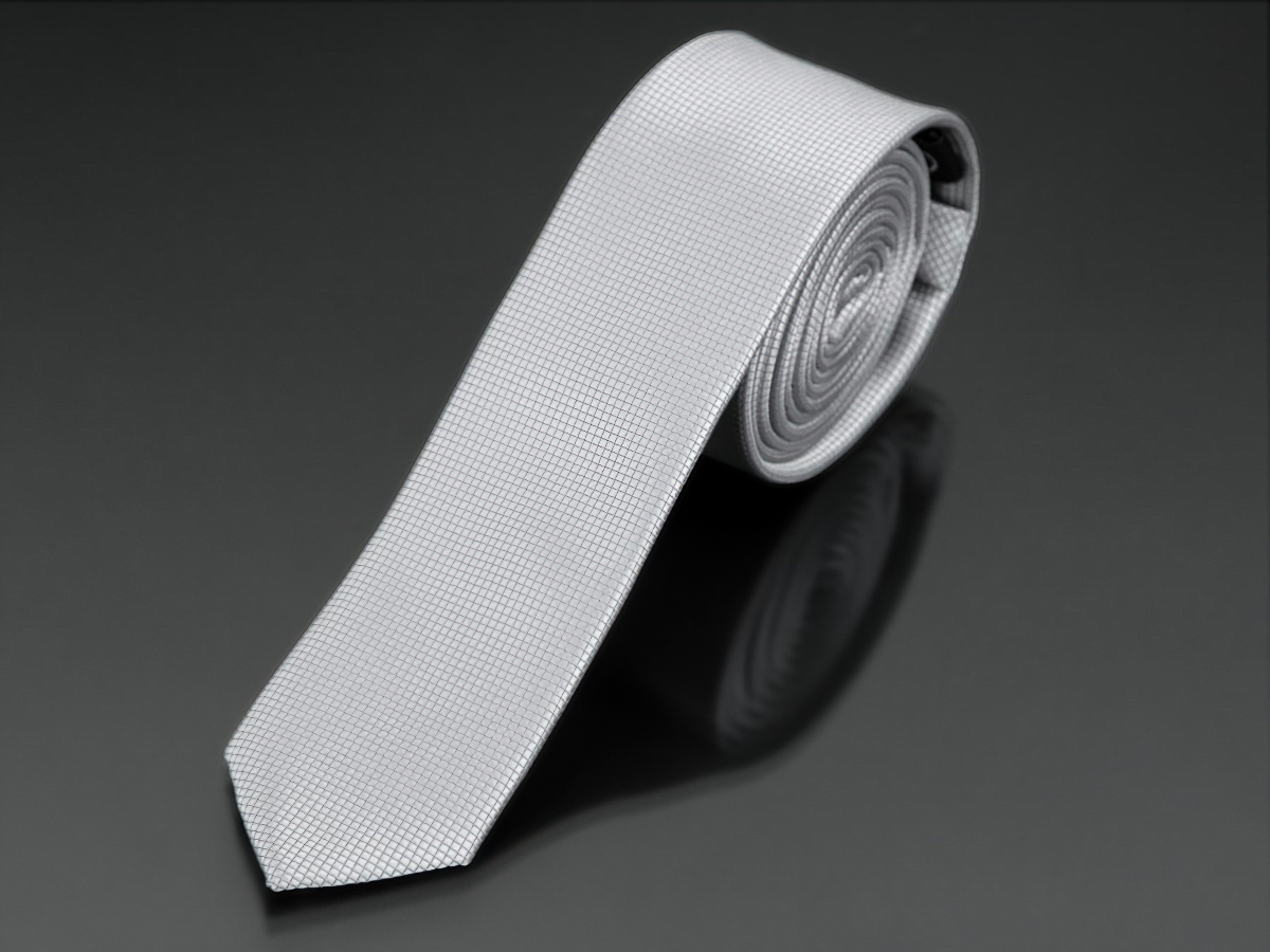 Kravata pánská AMJ úzká jednobarevná KI0017, stříbrná