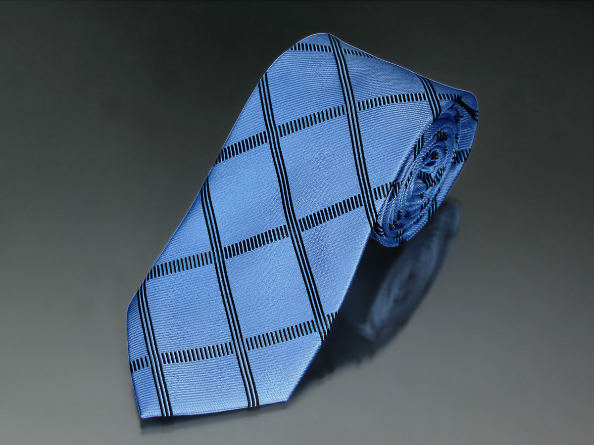 AMJ kravata pánská AMJ, károvaný vzor KP7185, modrá
