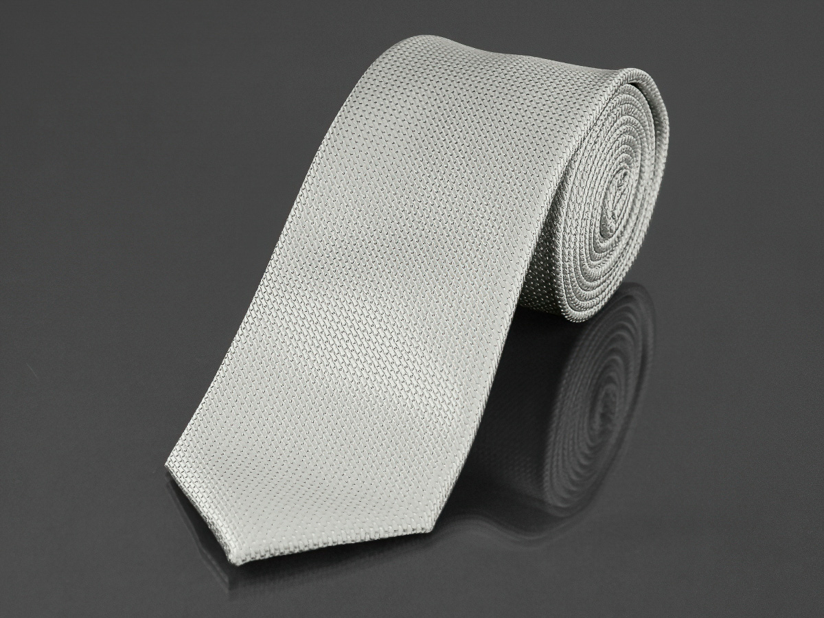 AMJ kravata pánská, jednobarevná KU0867, šedá jemná struktura