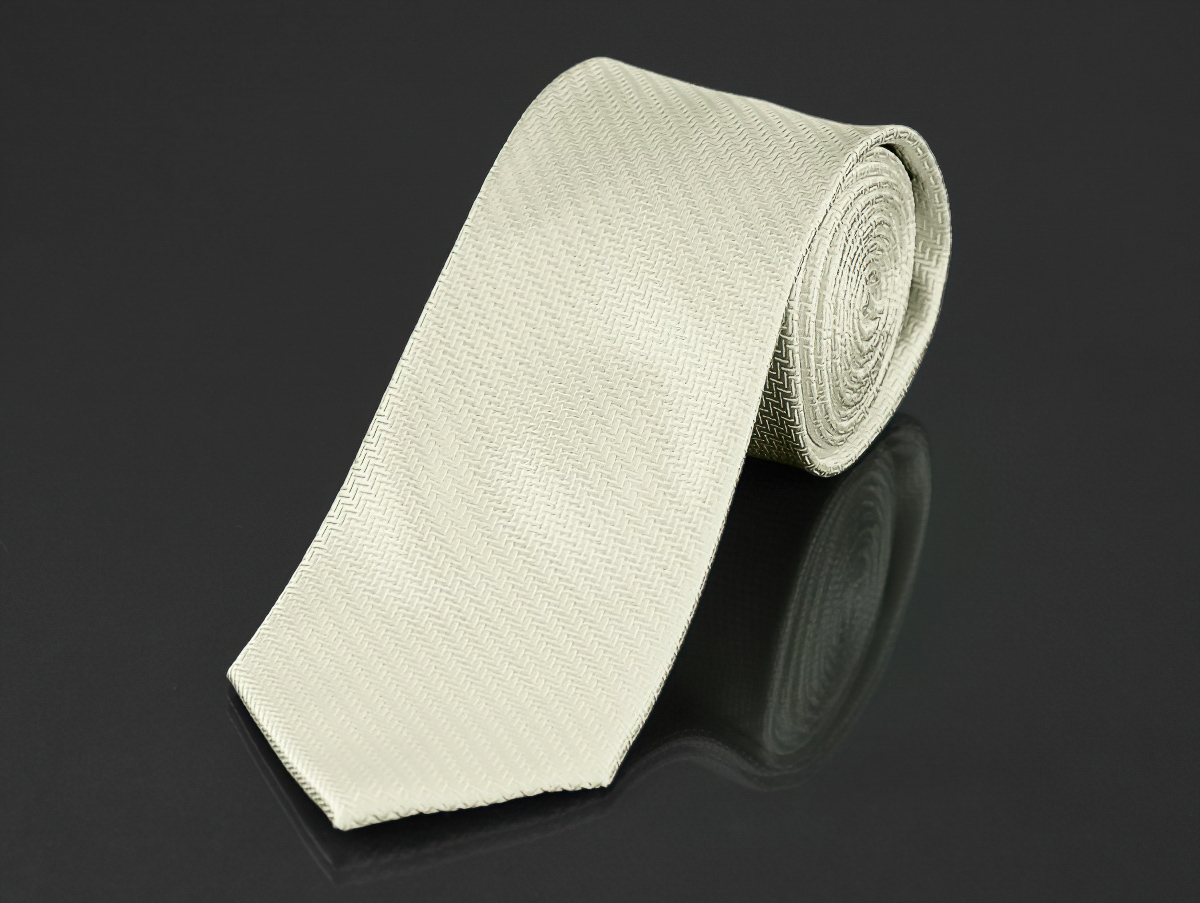 AMJ kravata pánská, jednobarevná KU0932, světle béžová jemná struktura