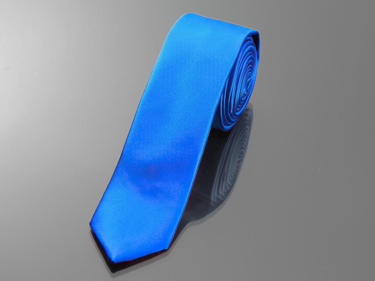 Kravata pánská AMJ úzká jednobarevná KI0040, sytě modrá