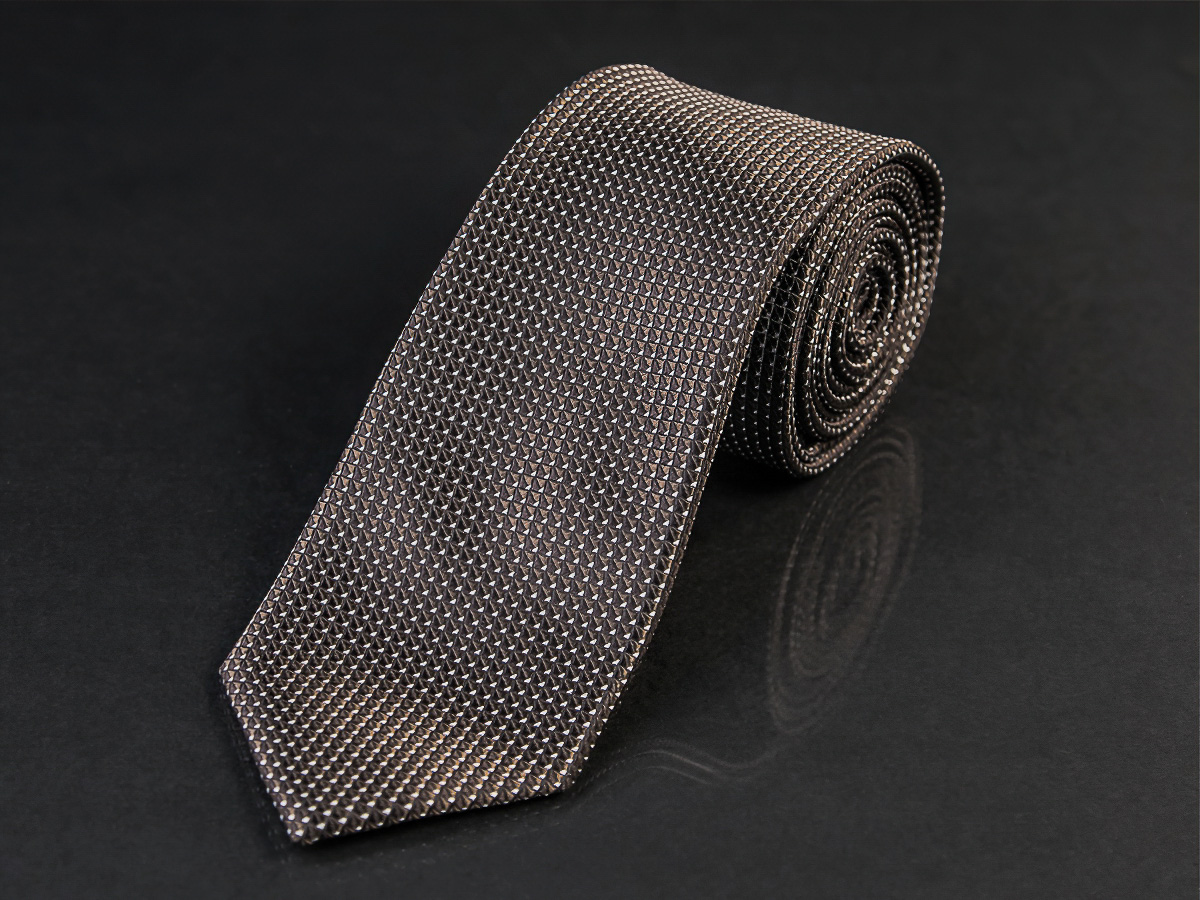 AMJ kravata pánská, KU0953, tmavě hnědá / jemná struktura