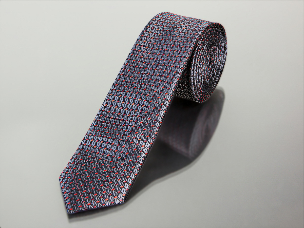 AMJ kravata pánská úzká, čárkový vzor KI0336, tmavě šedá