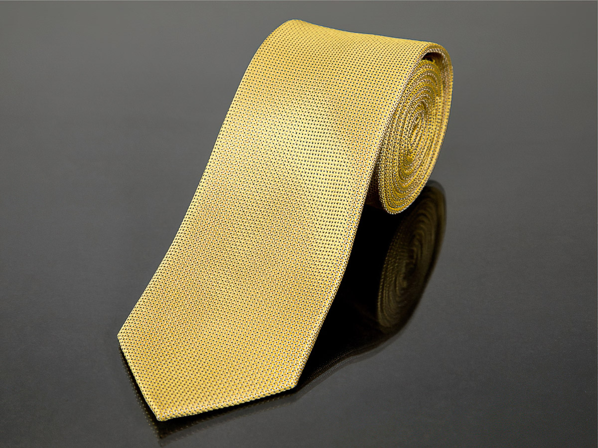 AMJ kravata pánská jemný kostičkovaný vzor KU1019, žlutá