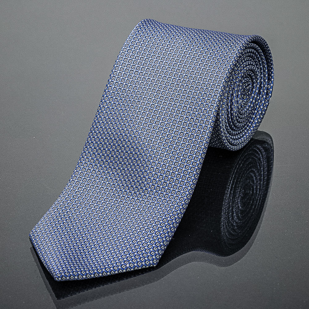 Kravata pánská AMJ béžová kostička KU1567, modrá