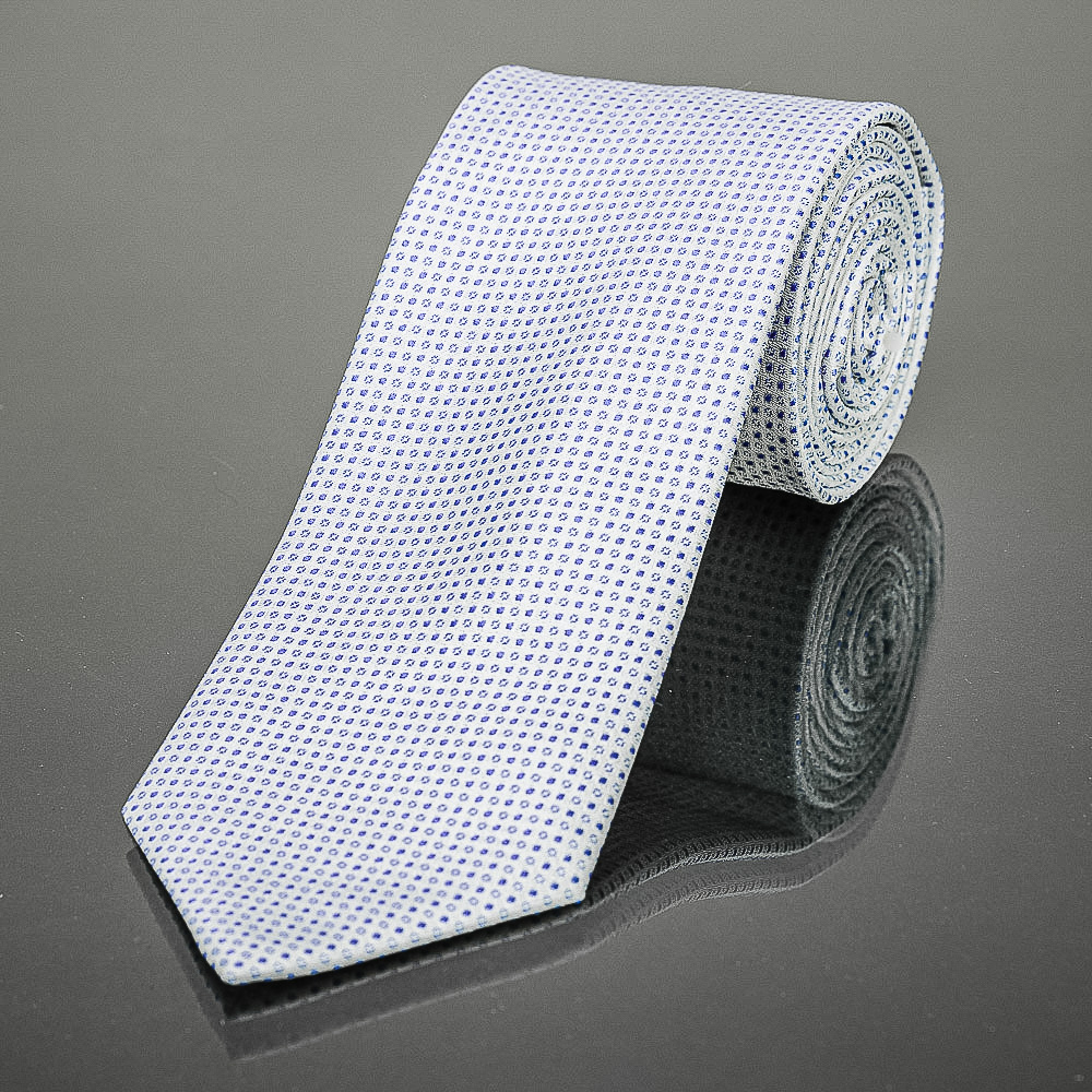 Kravata pánská AMJ fialový puntík KU1543, bílá