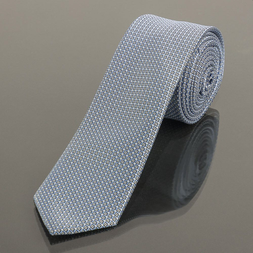 Kravata pánská AMJ úzká kostičkovaná KI0685, světle modrá