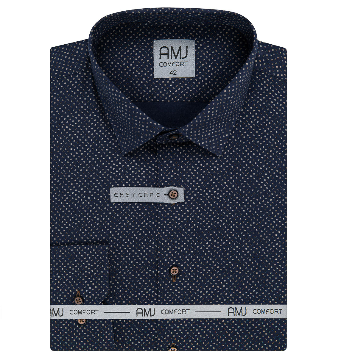Pánská košile AMJ bavlněná, modrá s kostkami VDB1214, dlouhý rukáv (regular + slim-fit)