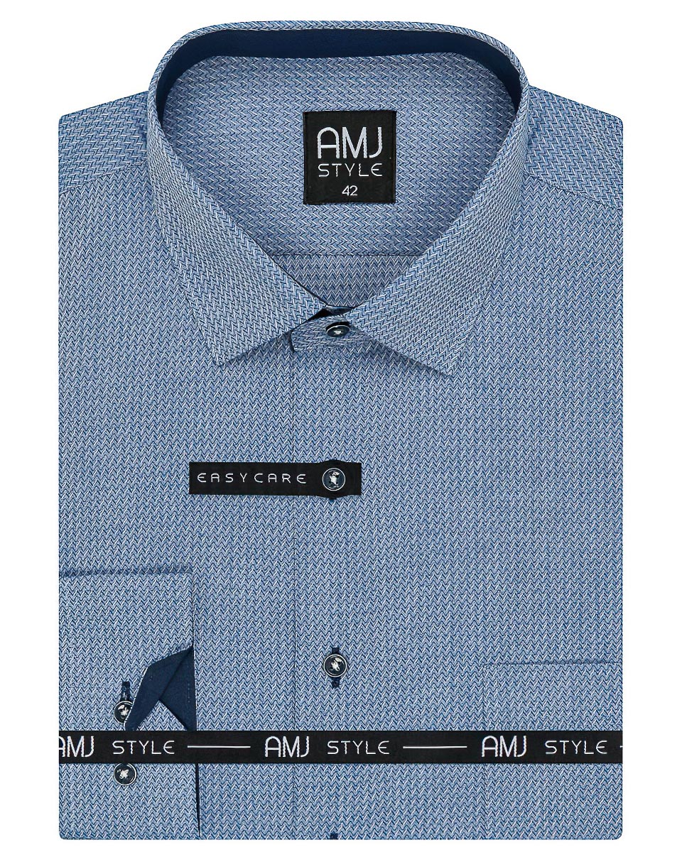 Pánská košile AMJ, modrá proužkovaná VDR1177, dlouhý rukáv (regular + slim-fit)