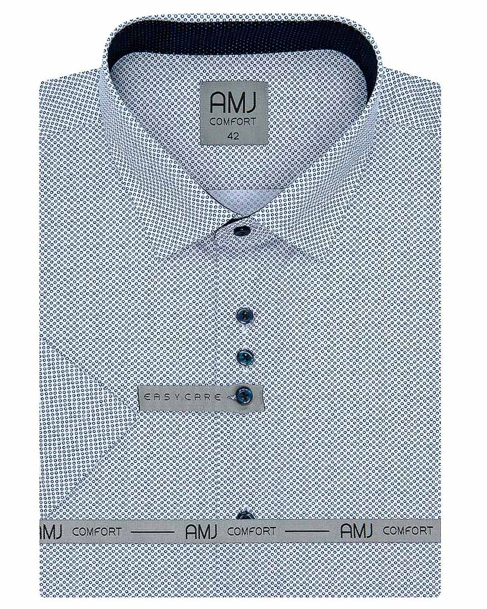 Pánská košile AMJ bavlněná, modrobílá puntíkovaná VKBR1151, krátký rukáv (regular + slim fit)