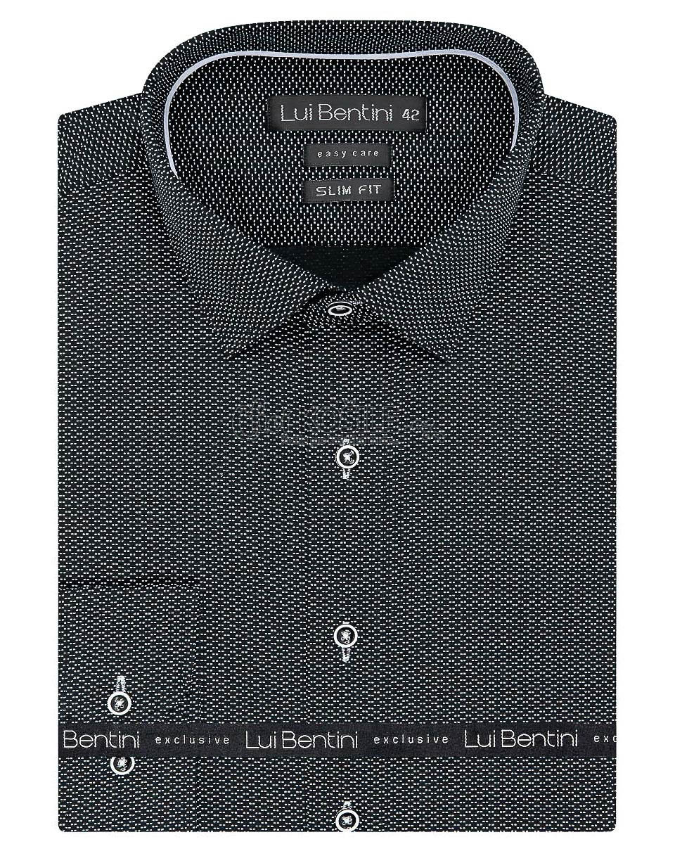 Pánská košile Lui Bentini, černá s bílými tečkami LDS214, dlouhý rukáv, slim fit