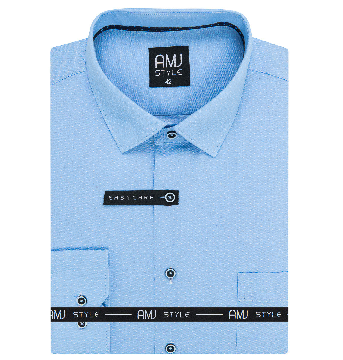 Pánská košile AMJ, modrá kostičkovaná VDR1178, dlouhý rukáv (regular + slim-fit)