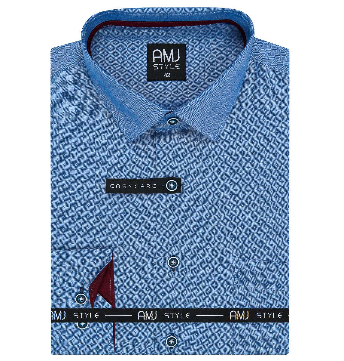 Pánská košile AMJ, modrá puntíkovaná VDR1176, dlouhý rukáv (regular + slim-fit)