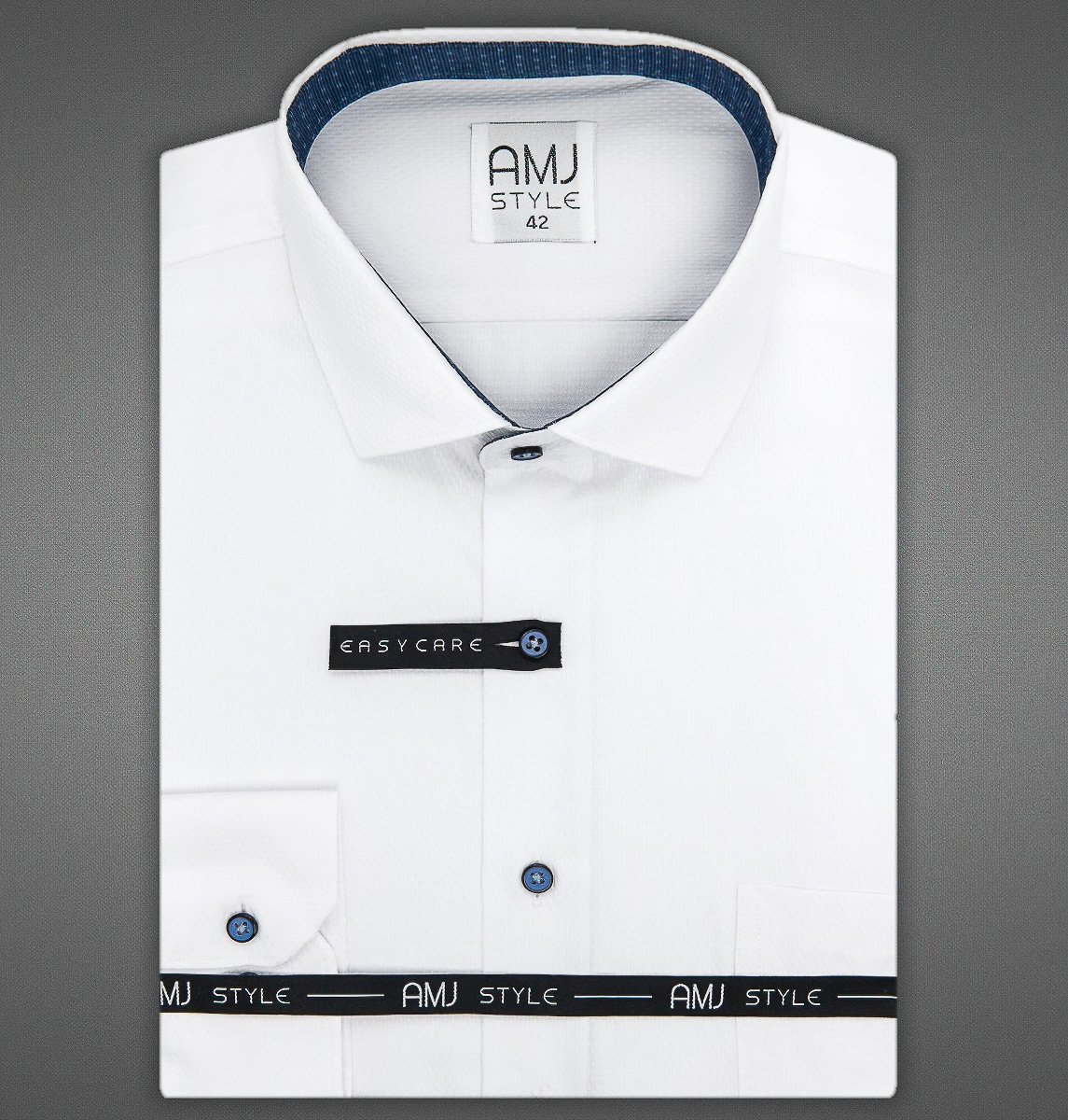 Pánská košile AMJ, bílá vytláčený vzor teček VDR1104, dlouhý rukáv (regular + slim-fit + prodloužená délka)