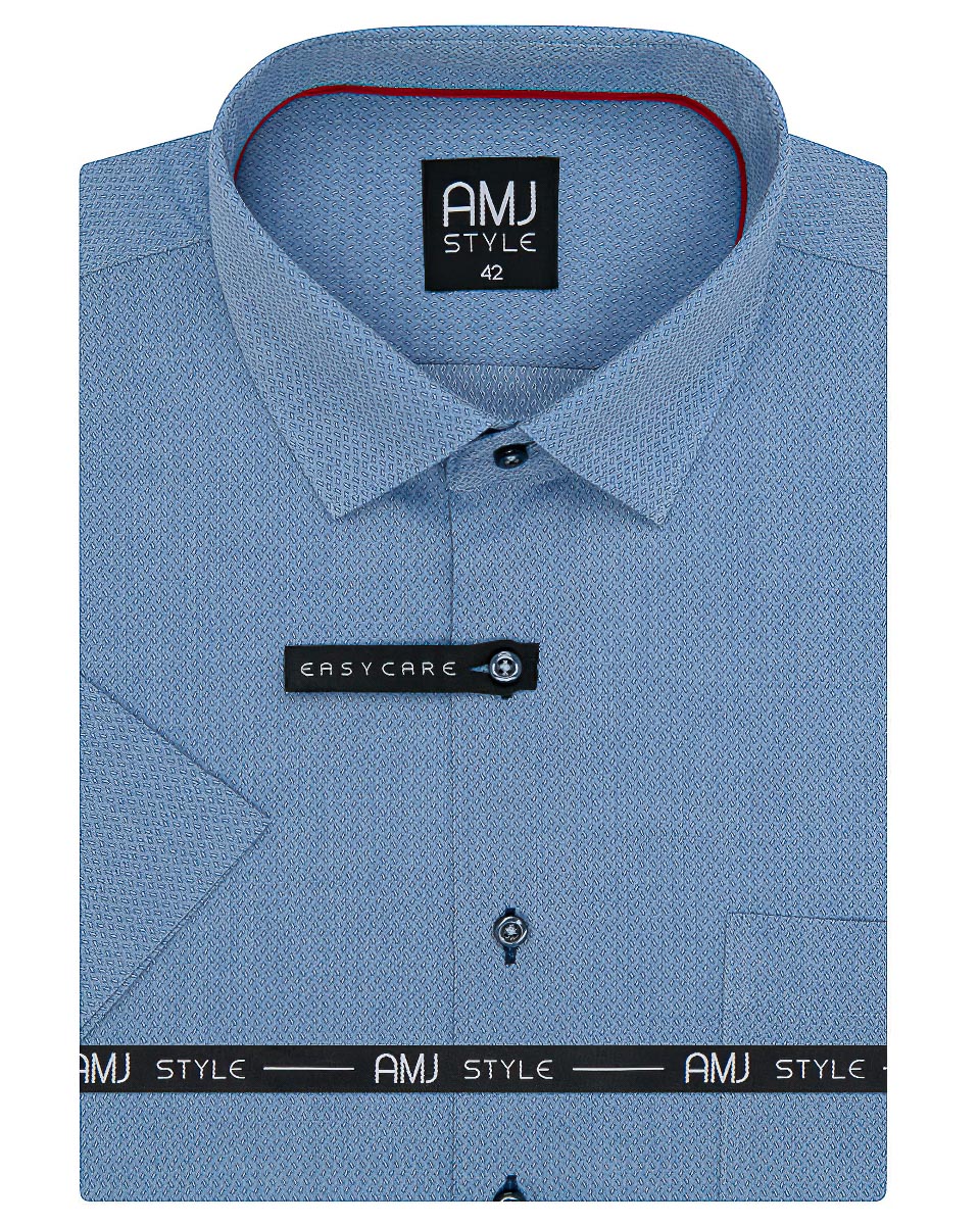 Pánská košile AMJ, modrá čárkovaná VKR1048, krátký rukáv, regular fit