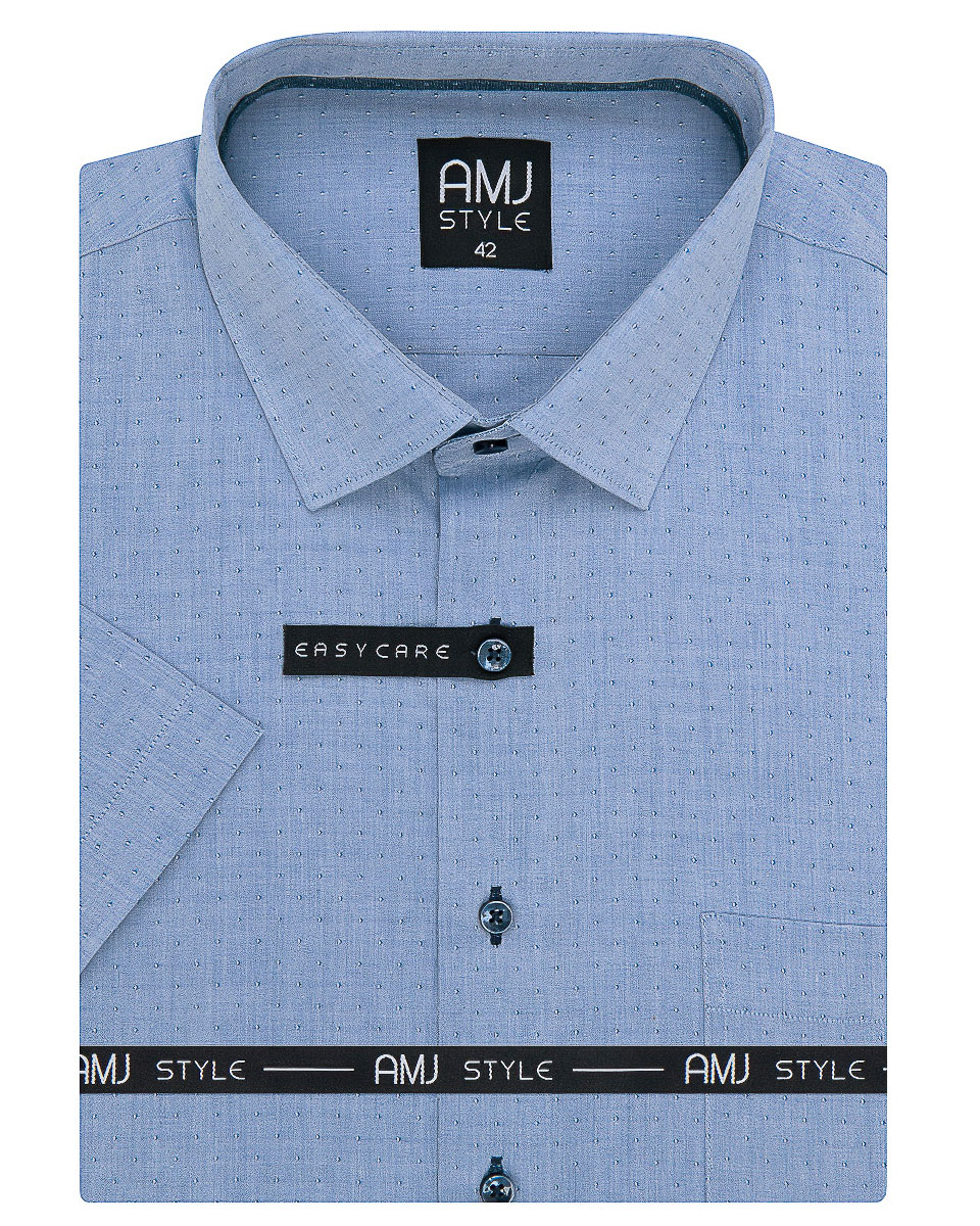 Pánská košile AMJ, světle modrá tečkovaná VKR1124, krátký rukáv, regular fit