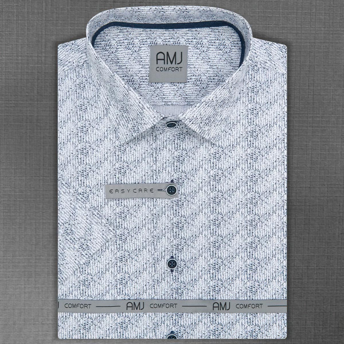 Pánská košile AMJ bavlněná, žíhaná modrá na bílé VKBR1068, krátký rukáv