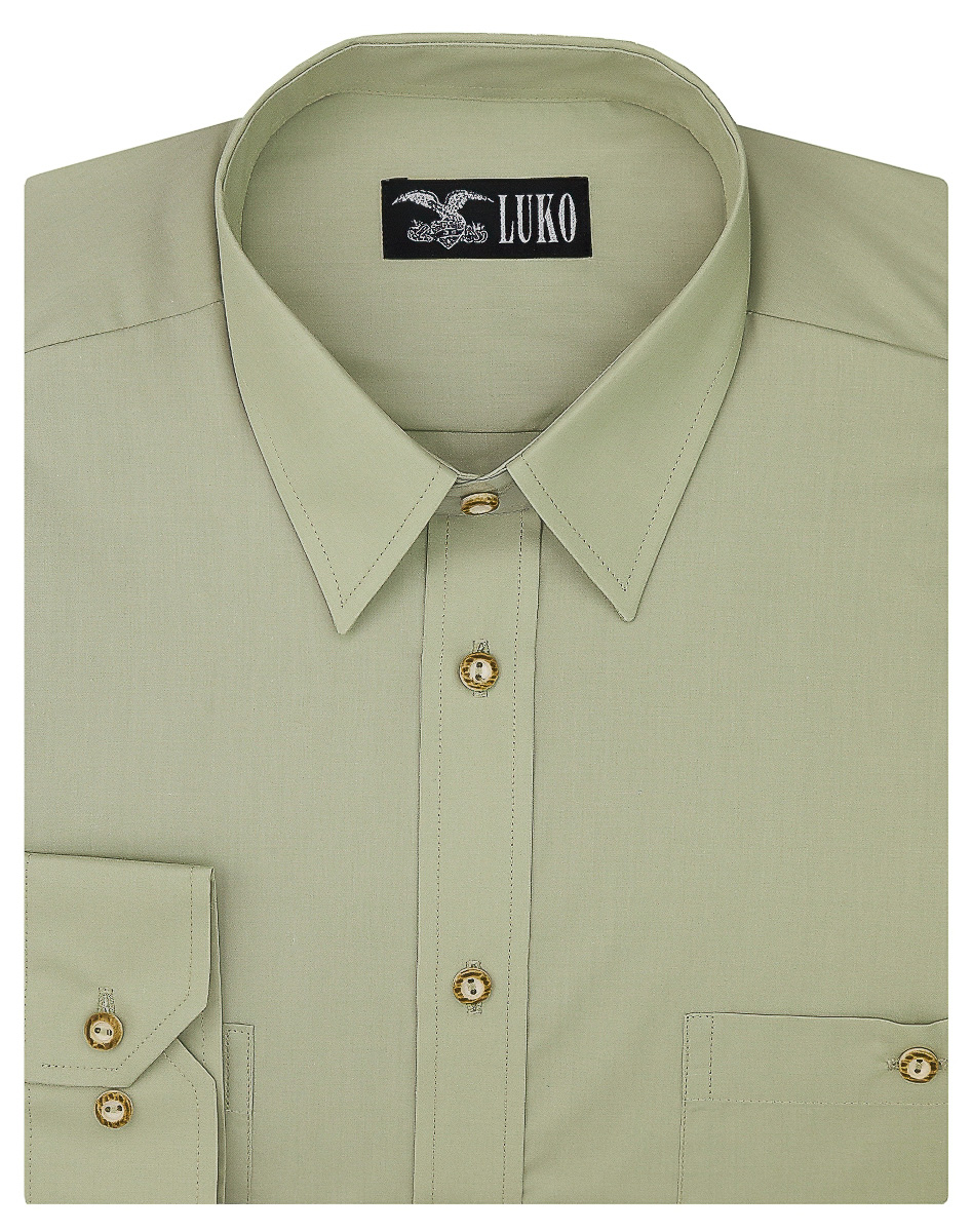 Pánská myslivecká košile LUKO, světle zelená khaki, jednobarevná, 032111, dlouhý rukáv