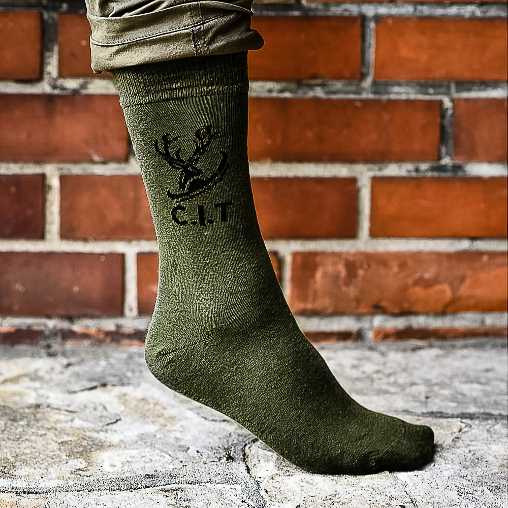 Pánské ponožky C.I.T MYSLIVECKÉ, khaki zelené, vysoké (více velikostí)